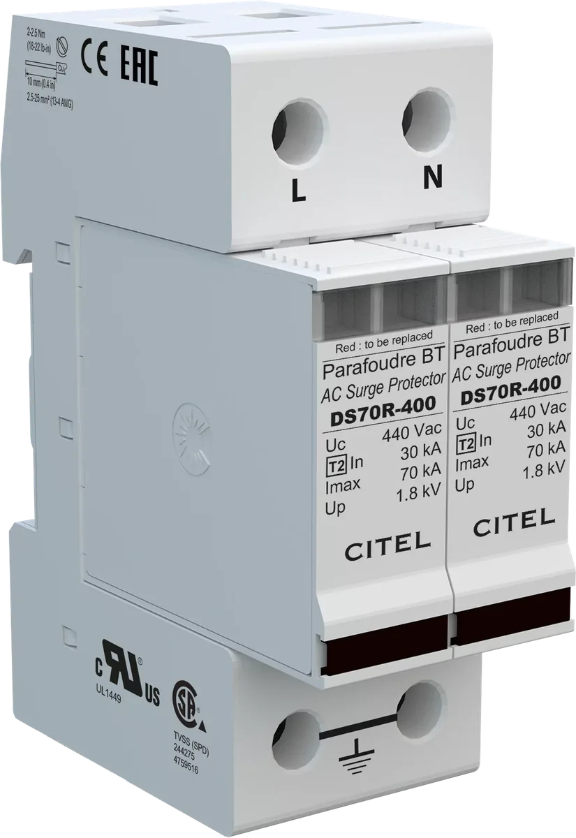 Устройство защиты от импульсных перенапряжений Citel DS72R-400 (491401), тип 2
