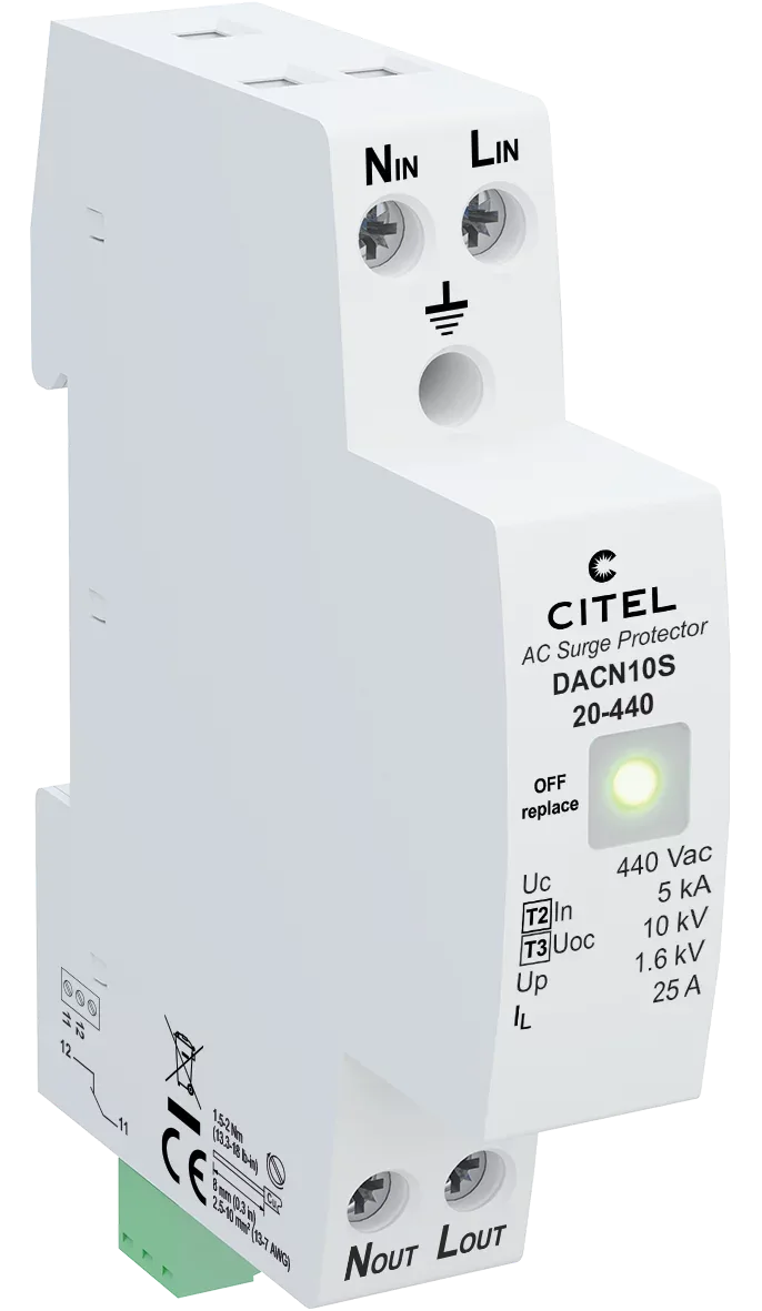 Устройство защиты от импульсных перенапряжений Citel DACN10S-20-440 (70113032), тип 2 (или 3), моноблочный