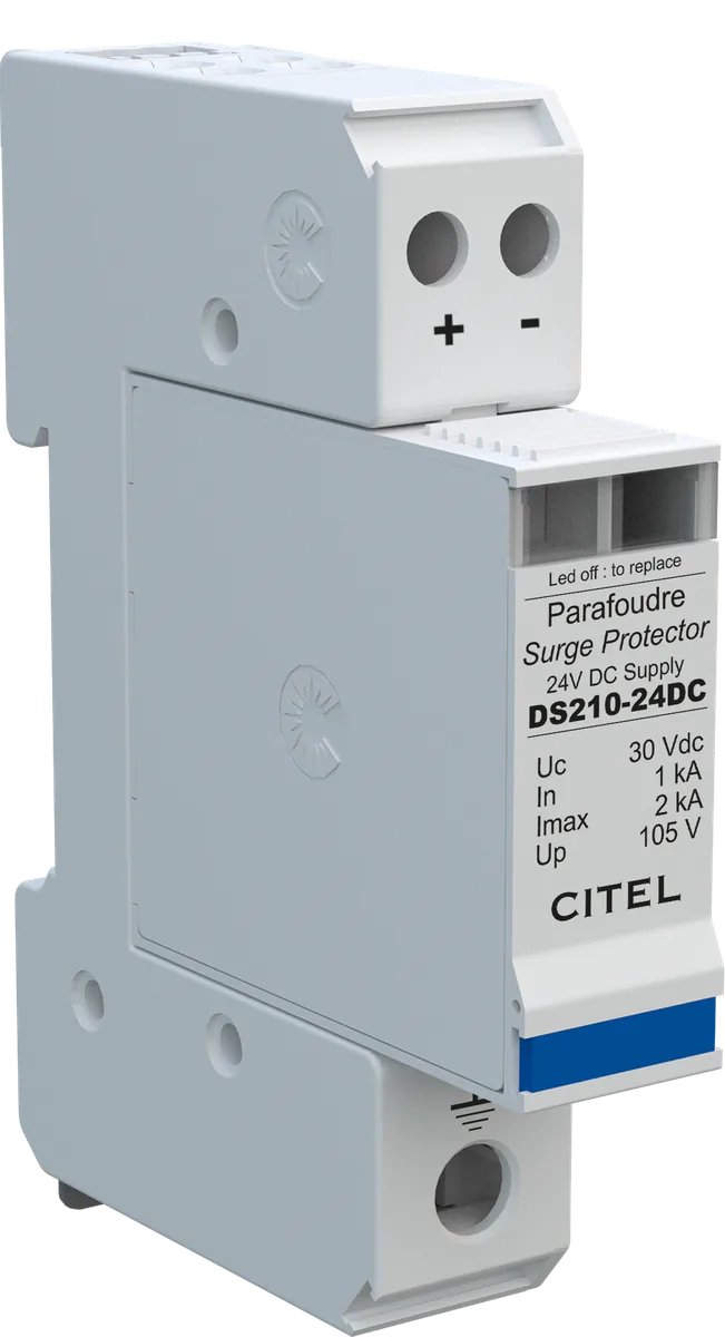 Устройство защиты от импульсных перенапряжений Citel DS210-24DC (440301), 2-полюсный, защита сети 24В постоянного тока
