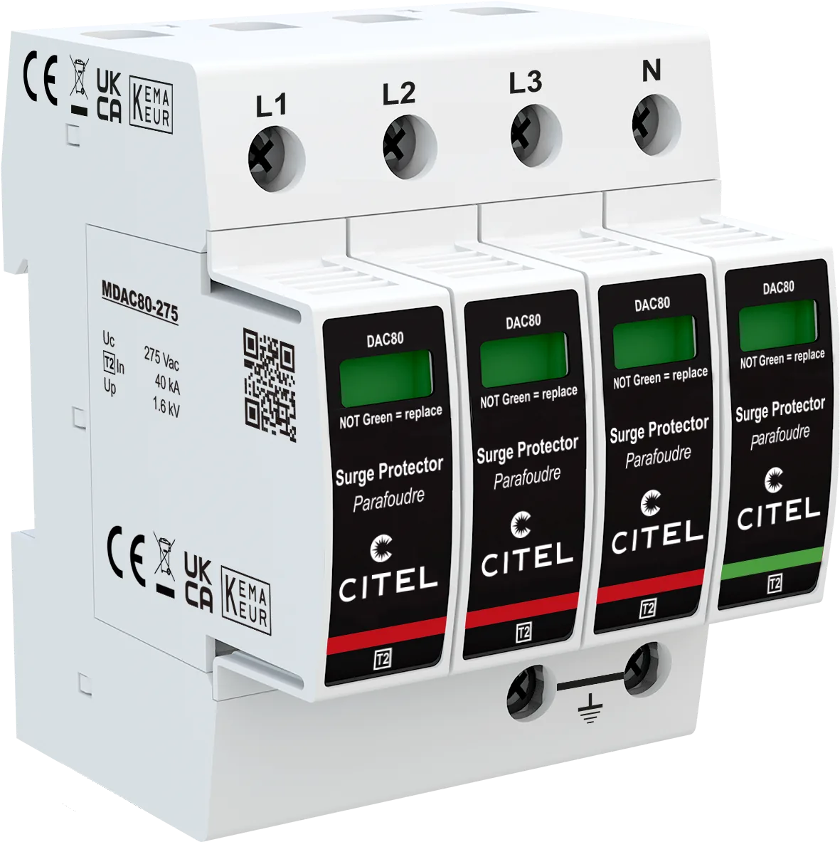 Устройство защиты от импульсных перенапряжений Citel DAC80-31-275 (821210234), тип 2, Imax 80 кА