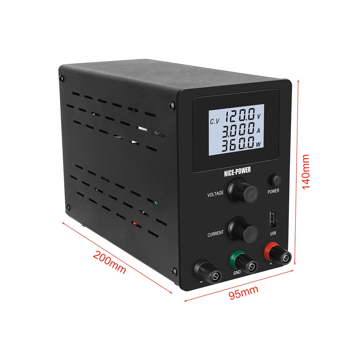 Лабораторный источник питания постоянного тока Kuaiqu R-SPS1203 с 4-разрядным дисплеем, 120В / 3А, цвет черный
